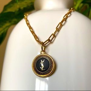 YSL black and gold paperclip necklace NEW